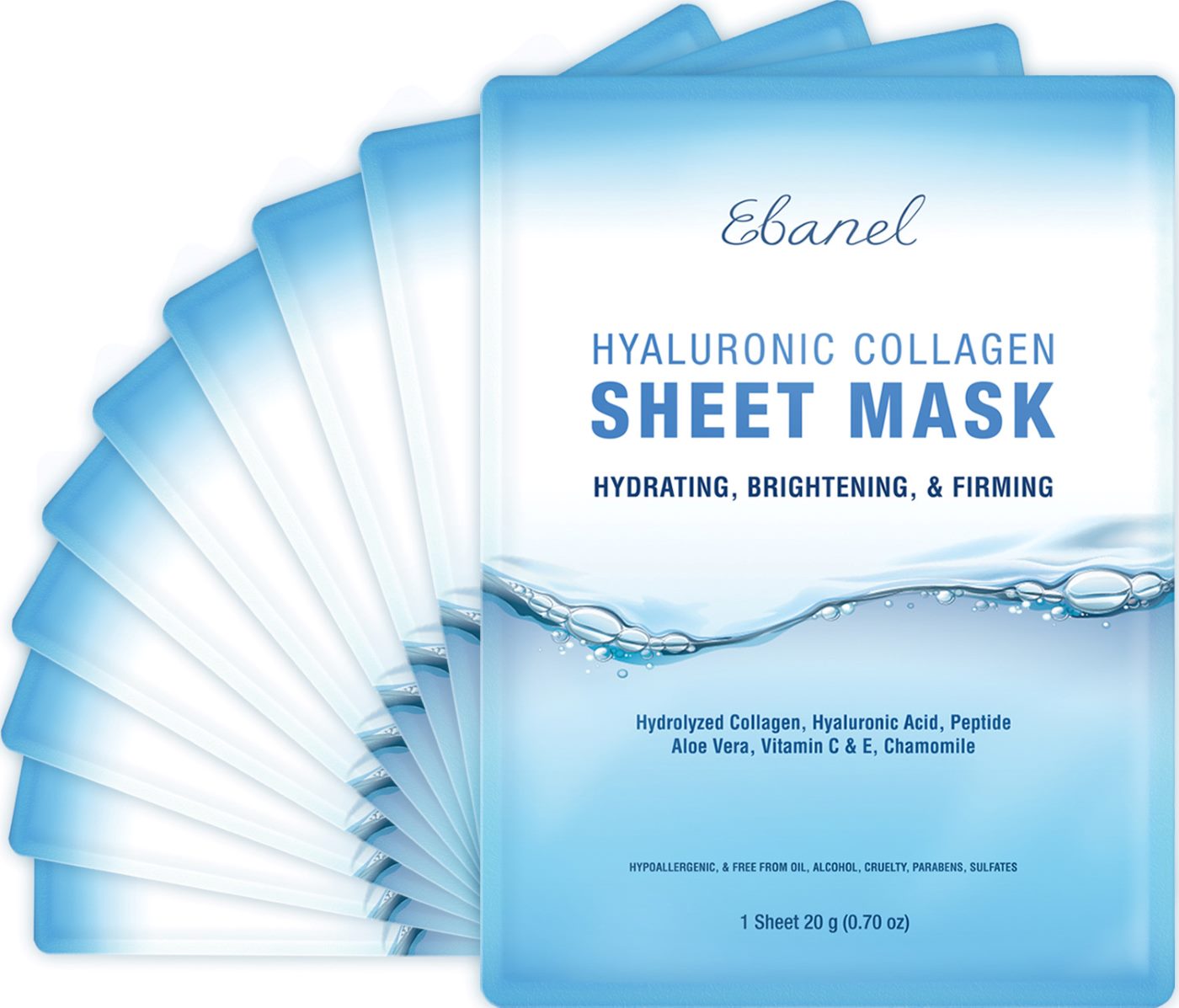 Ebanel Products Hyaluronic Collagen Sheet Mask 10 pack