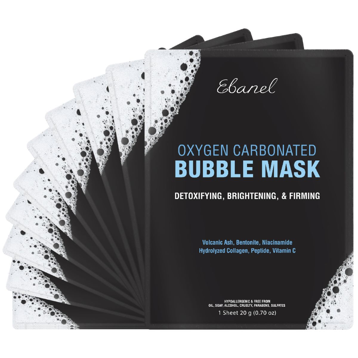 Ebanel Oxygen Carbonated Bubble Mask Pack (10 Sheets)