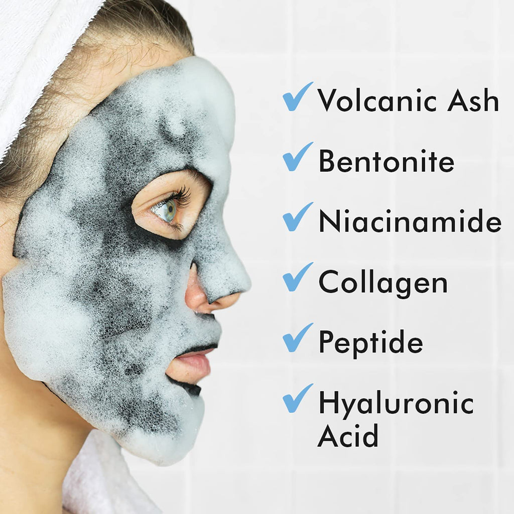 Ebanel Carbonated Bubble Mask has volcanic ash, bentonite, niacinamide, collagen, peptide, and hyaluronic acid