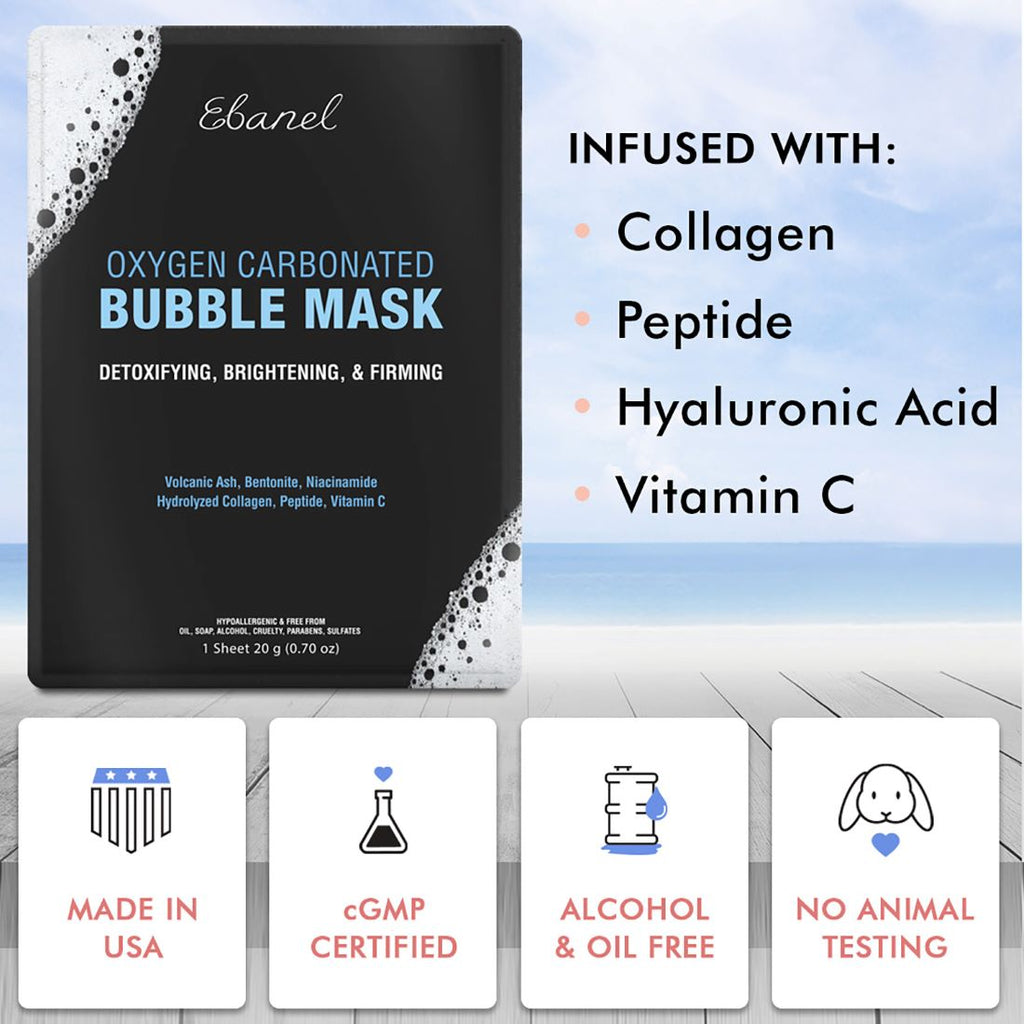 Carbonated Bubble Mask Pack infused with Collagen, Peptide, Hyaluronic Acid, and Vitamin C