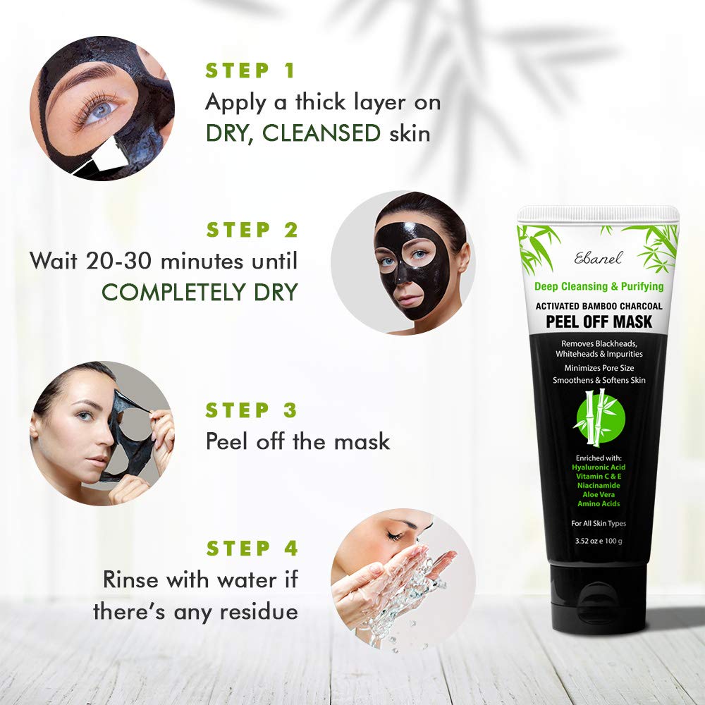 Ebanel Charcoal Peel Off Mask 4 Step Instructions