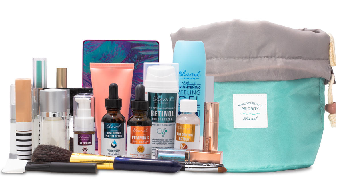 Ebanel Skincare Travel Pouch stores everything!